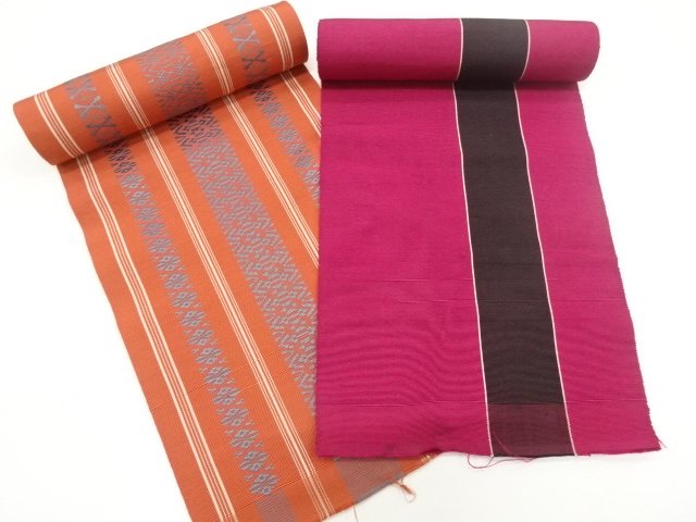 JAPANESE KIMONO / ANTIQUE OBI FABRIC BOLT 2-PIECE SET